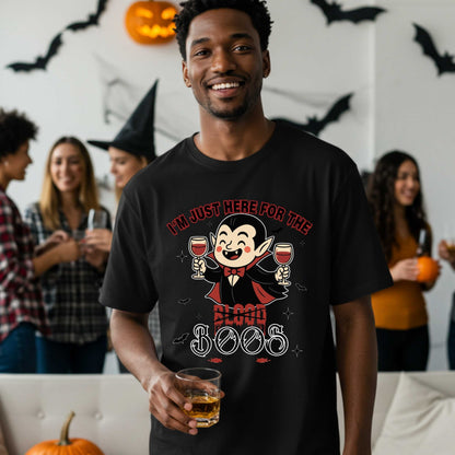 Sarcastic Funny Vampire Halloween Shirt, I'm Here for the Boos, Unhinged Halloween Party Drinking Tee