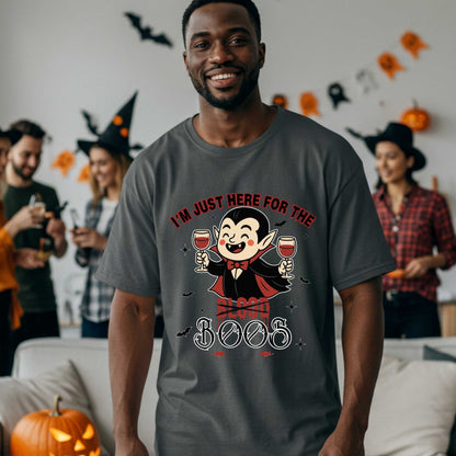 Sarcastic Funny Vampire Halloween Shirt, I'm Here for the Boos, Unhinged Halloween Party Drinking Tee