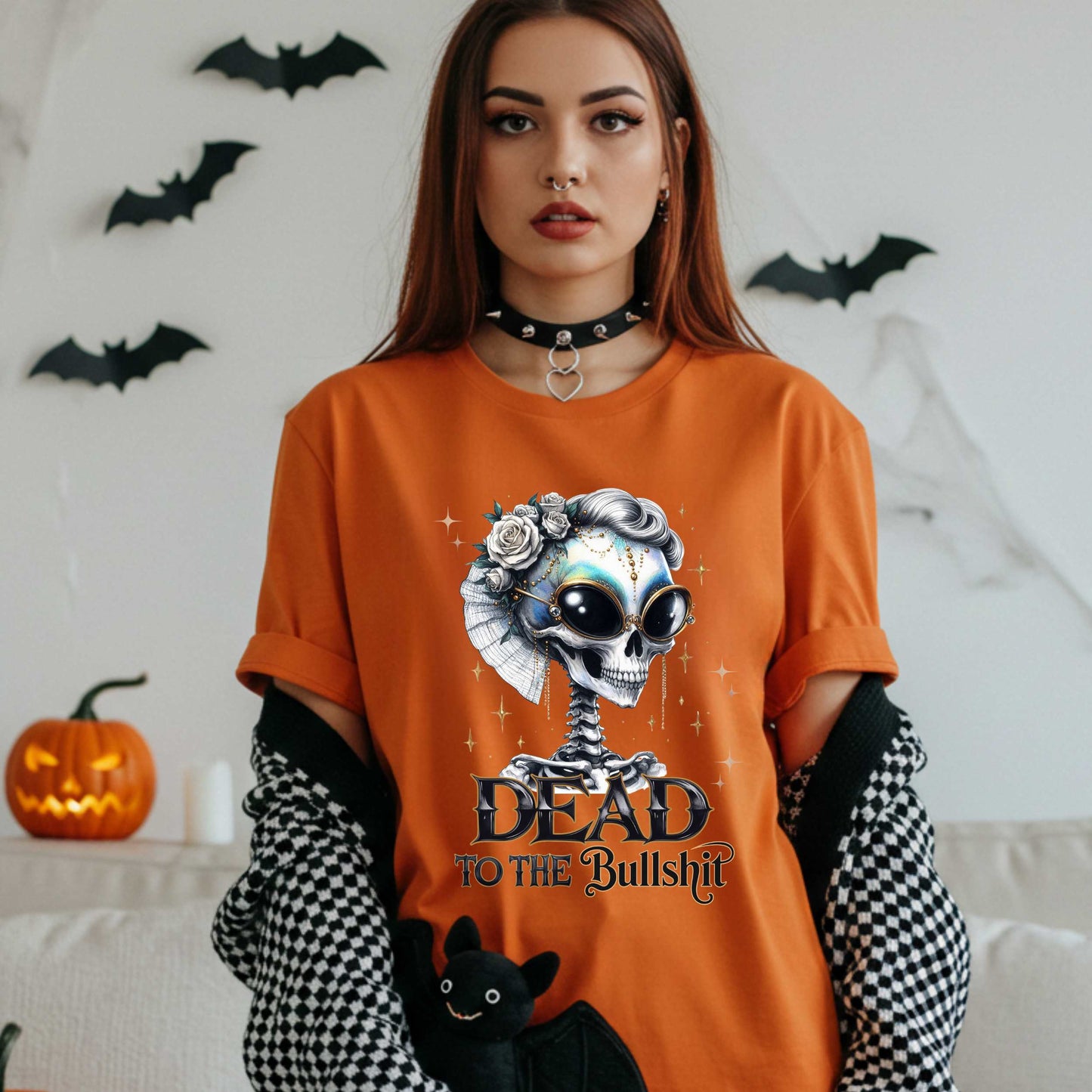 Funny Sarcastic Halloween Dead to the Bullshit T-Shirt, Unhinged Spooky Season Graphic Tee
