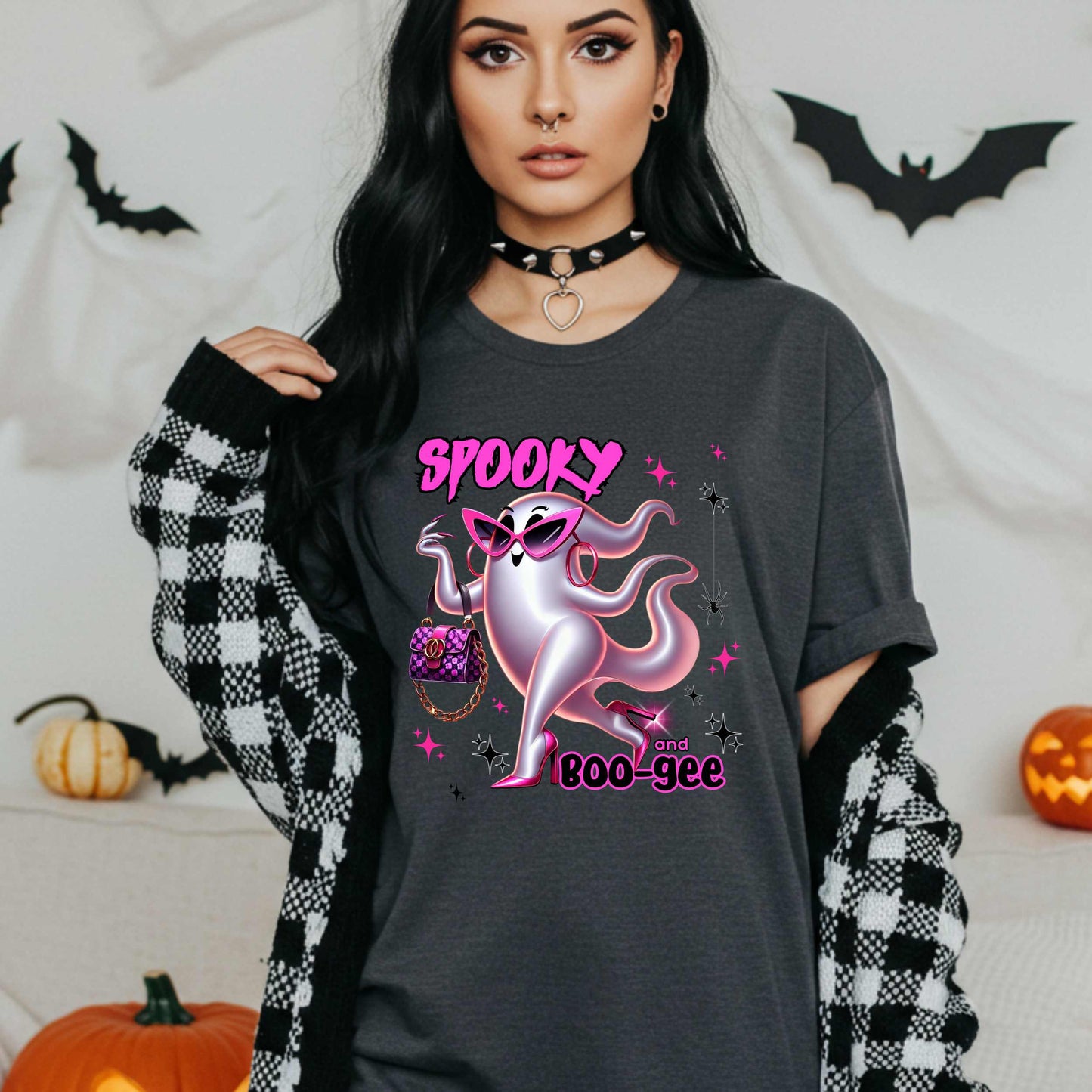 Funny Glam Halloween, Spooky and Boo-gee Shirt, Bougie Ghost Graphic Tee
