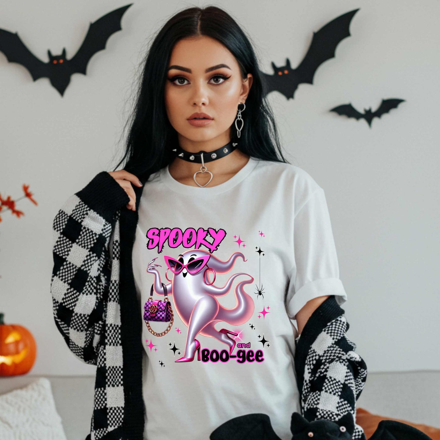 Funny Glam Halloween, Spooky and Boo-gee Shirt, Bougie Ghost Graphic Tee