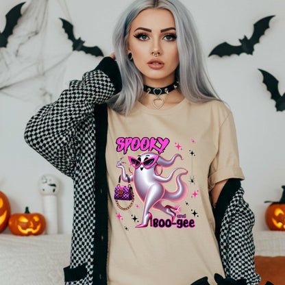 Funny Glam Halloween, Spooky and Boo-gee Shirt, Bougie Ghost Graphic Tee