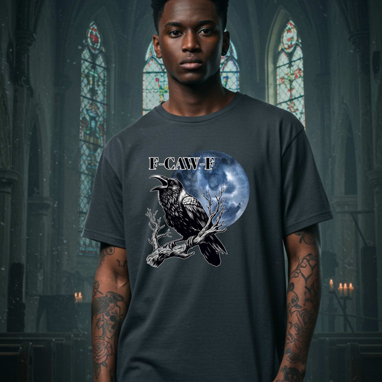 Unhinged Sarcastic F-CAW-F Shirt, Funny Gothic Crow Graphic Tee, Sarcastic Halloween Shirt