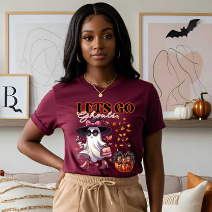 Lets Go Ghouls Shirt, Funny Halloween Graphic Tee for Women, Bougie Ghost Fall T-Shirt