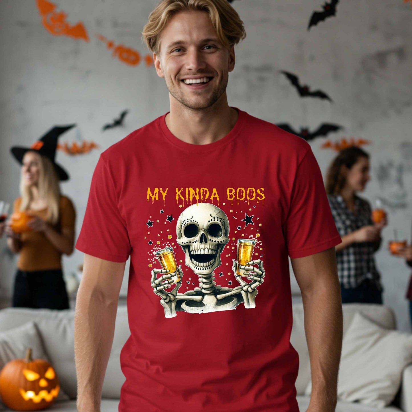 Halloween Drinking Graphic Tee, My Kinda Boos, Funny Halloween Party Graphic T Shirt