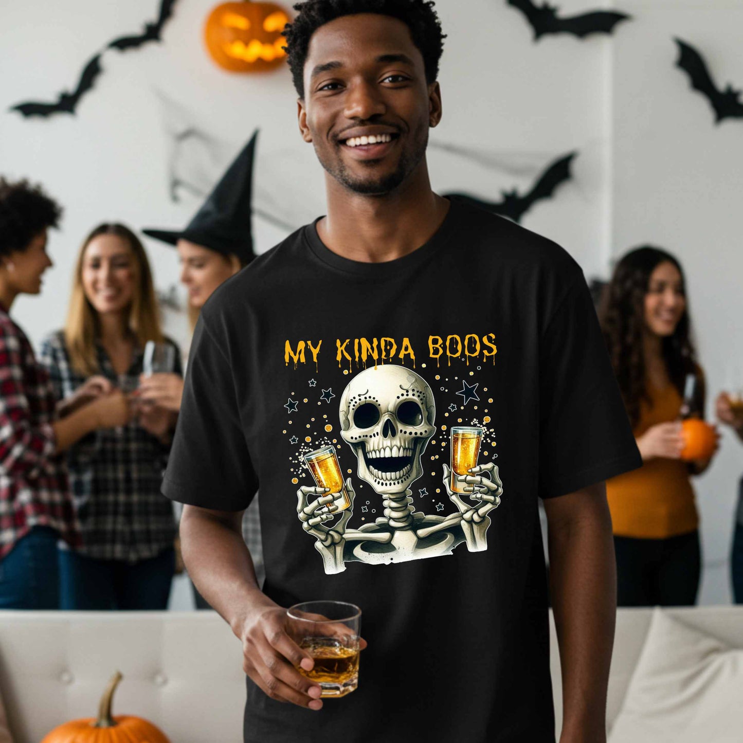 Halloween Drinking Graphic Tee, My Kinda Boos, Funny Halloween Party Graphic T Shirt