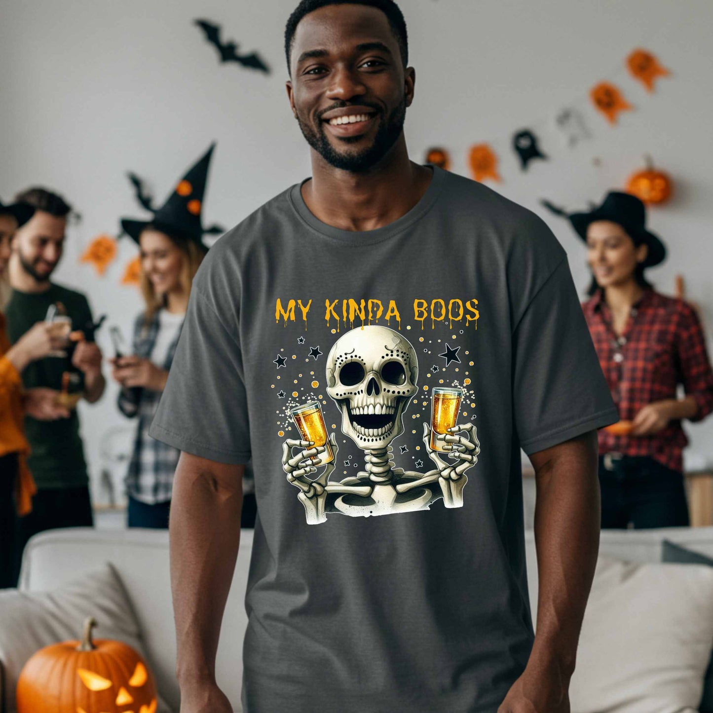 Halloween Drinking Graphic Tee, My Kinda Boos, Funny Halloween Party Graphic T Shirt
