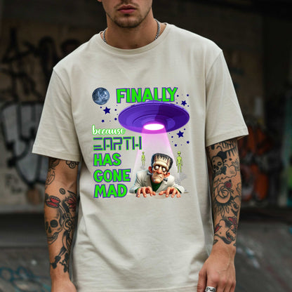 This funny alien Halloween shirt is for anyone who’s ever looked around and said, “Yeah, I’m done here.” Featuring a fed-up Frankenstein getting beamed up by a UFO (finally!), this sarcastic tee says what we’re all thinking: Earth has gone mad, and space is starting to look like a vibe. Perfect for Halloween parties, socially exhausted introverts, or anyone who’d prefer intergalactic drama over Earth’s nonsense. 