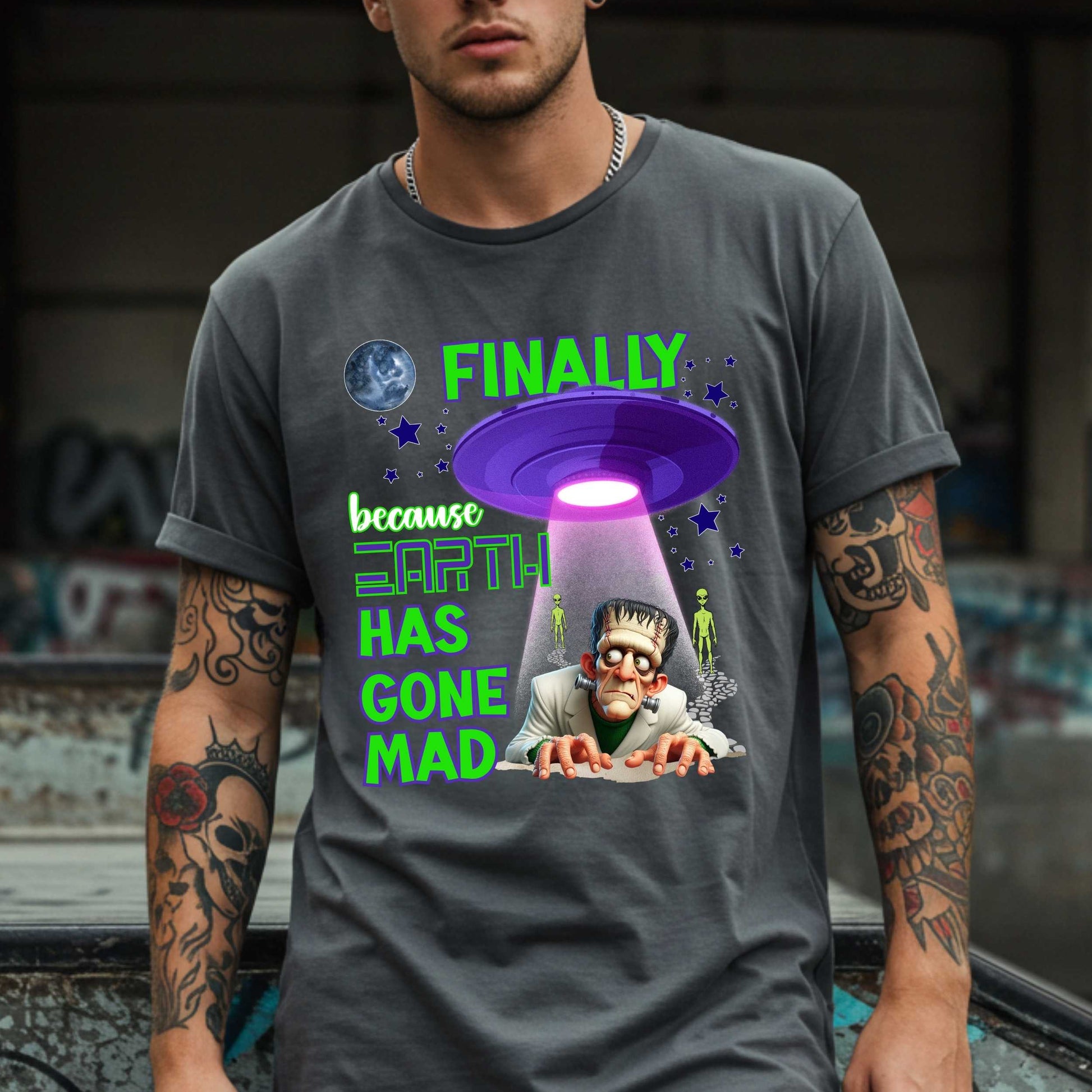 This funny alien Halloween shirt is for anyone who’s ever looked around and said, “Yeah, I’m done here.” Featuring a fed-up Frankenstein getting beamed up by a UFO (finally!), this sarcastic tee says what we’re all thinking: Earth has gone mad, and space is starting to look like a vibe. Perfect for Halloween parties, socially exhausted introverts, or anyone who’d prefer intergalactic drama over Earth’s nonsense. 