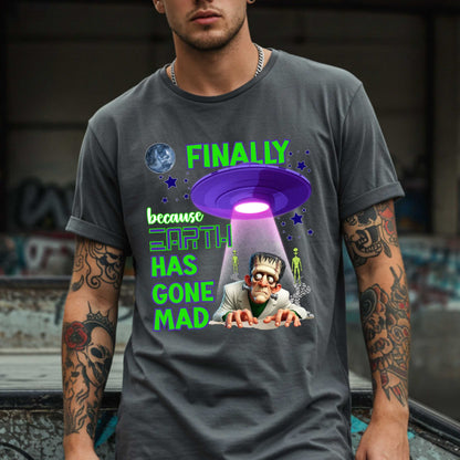 This funny alien Halloween shirt is for anyone who’s ever looked around and said, “Yeah, I’m done here.” Featuring a fed-up Frankenstein getting beamed up by a UFO (finally!), this sarcastic tee says what we’re all thinking: Earth has gone mad, and space is starting to look like a vibe. Perfect for Halloween parties, socially exhausted introverts, or anyone who’d prefer intergalactic drama over Earth’s nonsense. 