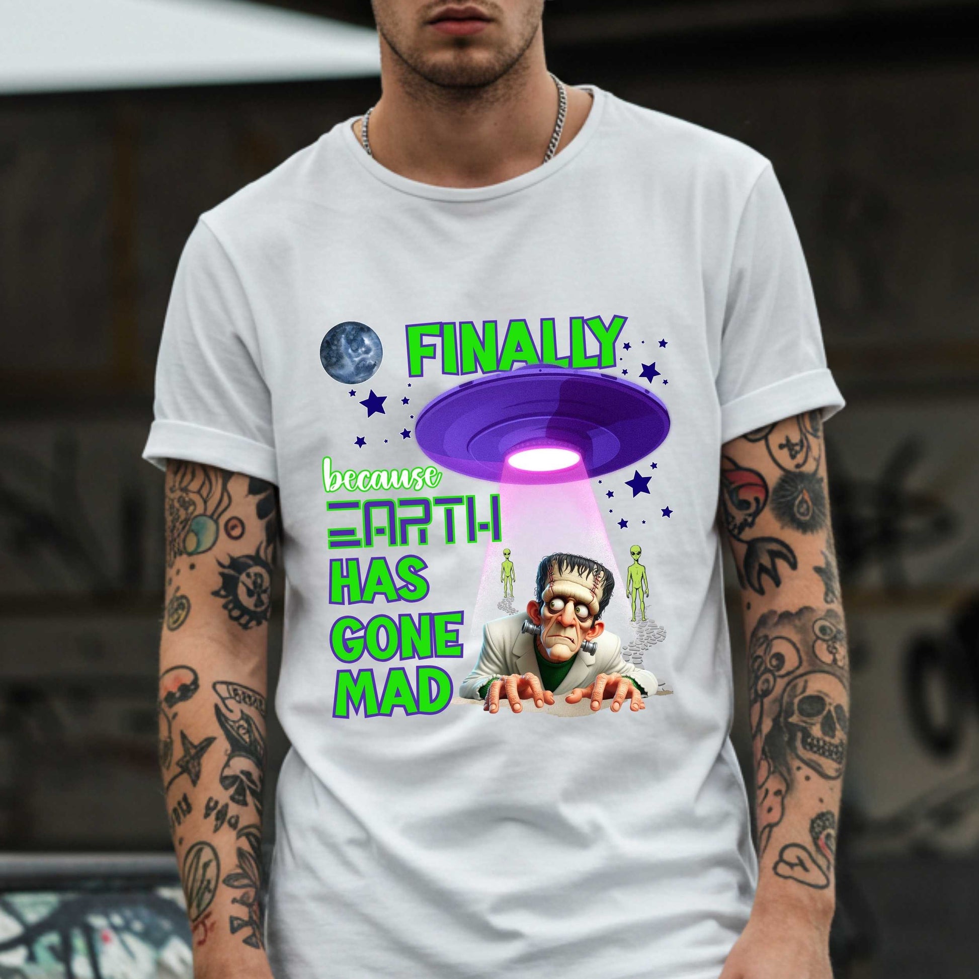 This funny alien Halloween shirt is for anyone who’s ever looked around and said, “Yeah, I’m done here.” Featuring a fed-up Frankenstein getting beamed up by a UFO (finally!), this sarcastic tee says what we’re all thinking: Earth has gone mad, and space is starting to look like a vibe. Perfect for Halloween parties, socially exhausted introverts, or anyone who’d prefer intergalactic drama over Earth’s nonsense. 