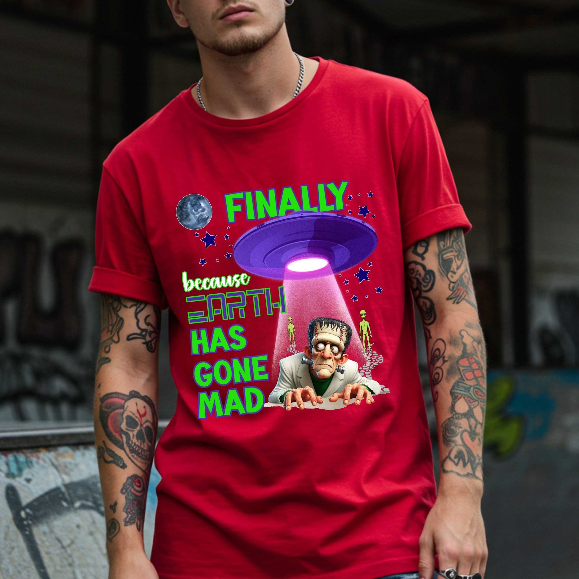 This funny alien Halloween shirt is for anyone who’s ever looked around and said, “Yeah, I’m done here.” Featuring a fed-up Frankenstein getting beamed up by a UFO (finally!), this sarcastic tee says what we’re all thinking: Earth has gone mad, and space is starting to look like a vibe. Perfect for Halloween parties, socially exhausted introverts, or anyone who’d prefer intergalactic drama over Earth’s nonsense. 