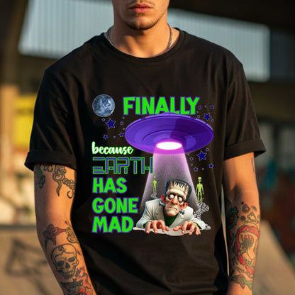 This funny alien Halloween shirt is for anyone who’s ever looked around and said, “Yeah, I’m done here.” Featuring a fed-up Frankenstein getting beamed up by a UFO (finally!), this sarcastic tee says what we’re all thinking: Earth has gone mad, and space is starting to look like a vibe. Perfect for Halloween parties, socially exhausted introverts, or anyone who’d prefer intergalactic drama over Earth’s nonsense. 