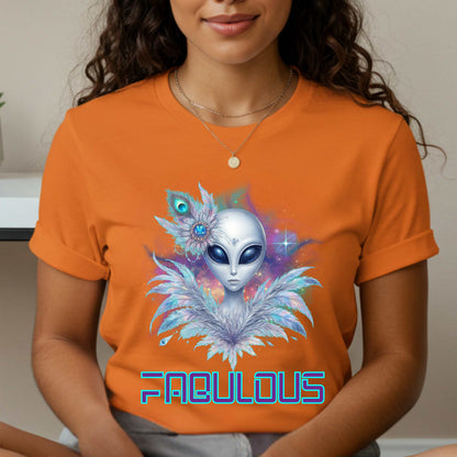 You weren’t born to blend in—you were beamed down to stand out. This Alien Fabulous shirt is serving intergalactic attitude with peacock feathers, cosmic sparkle, and extraterrestrial elegance that screams, “Not of this planet, and clearly not of this basic energy.” 