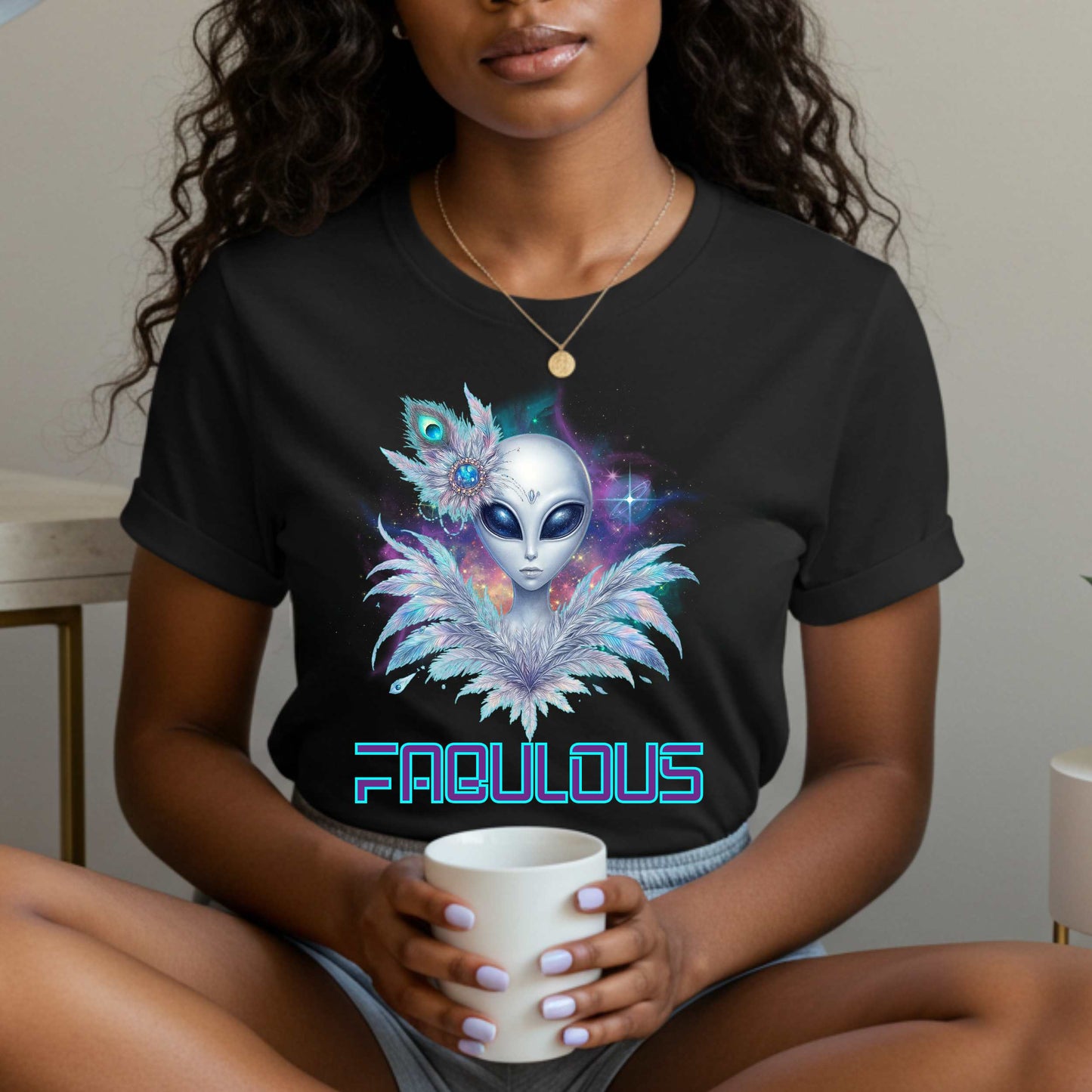 You weren’t born to blend in—you were beamed down to stand out. This Alien Fabulous shirt is serving intergalactic attitude with peacock feathers, cosmic sparkle, and extraterrestrial elegance that screams, “Not of this planet, and clearly not of this basic energy.” 