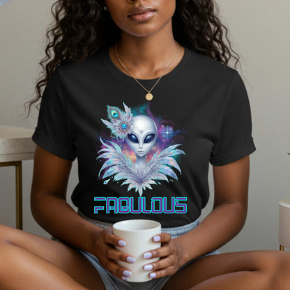 You weren’t born to blend in—you were beamed down to stand out. This Alien Fabulous shirt is serving intergalactic attitude with peacock feathers, cosmic sparkle, and extraterrestrial elegance that screams, “Not of this planet, and clearly not of this basic energy.” 