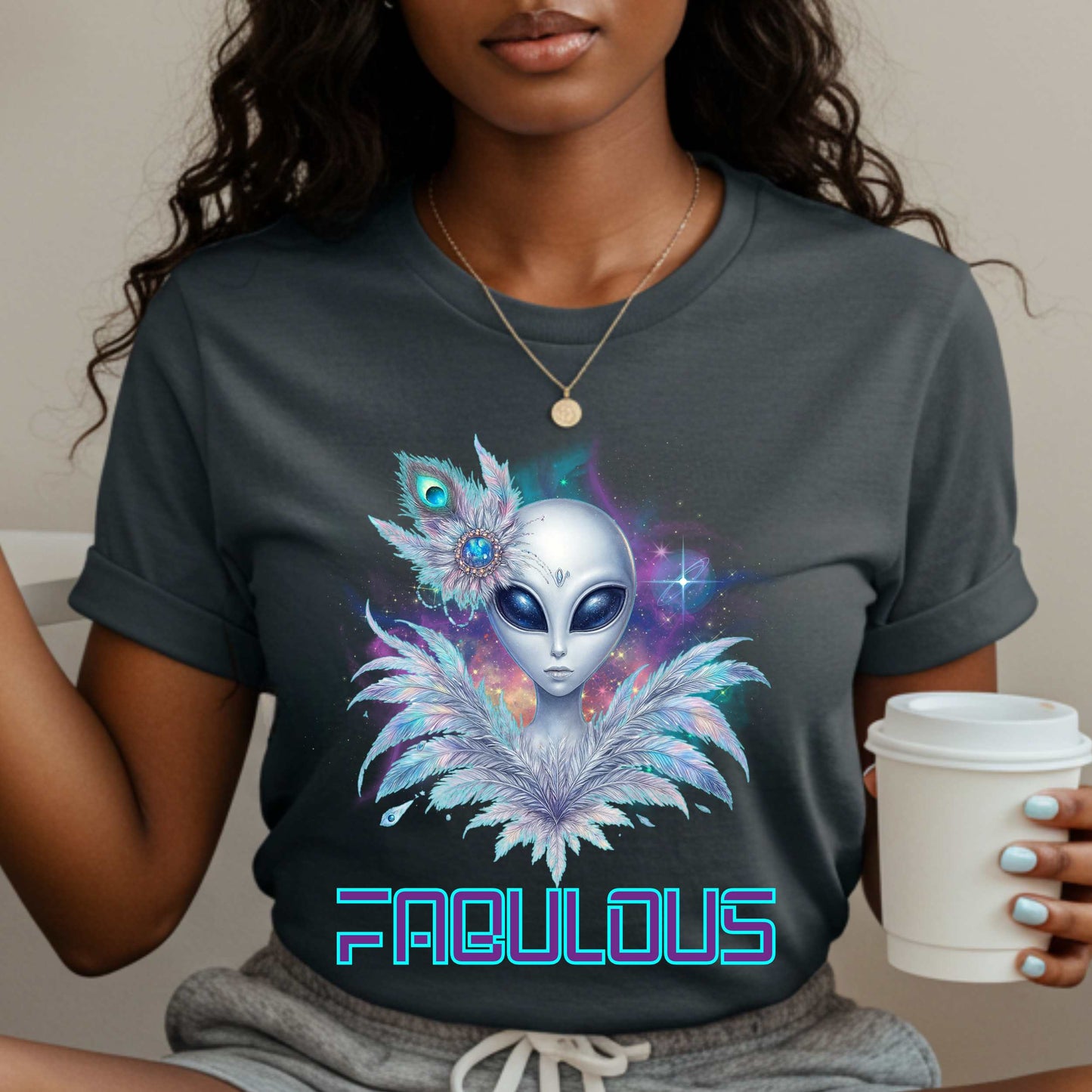 You weren’t born to blend in—you were beamed down to stand out. This Alien Fabulous shirt is serving intergalactic attitude with peacock feathers, cosmic sparkle, and extraterrestrial elegance that screams, “Not of this planet, and clearly not of this basic energy.” 