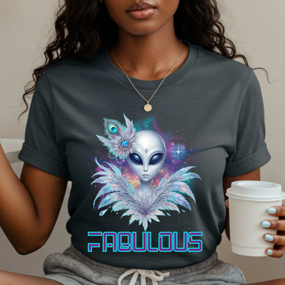 You weren’t born to blend in—you were beamed down to stand out. This Alien Fabulous shirt is serving intergalactic attitude with peacock feathers, cosmic sparkle, and extraterrestrial elegance that screams, “Not of this planet, and clearly not of this basic energy.” 