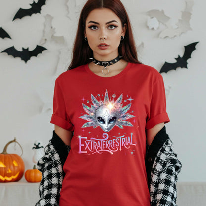 Calling all celestial divas—this Extraterrestrial alien graphic tee is giving big space energy and intergalactic glam. Featuring a radiant alien queen with jeweled head bling, pastel feathers, and more attitude than a Mercury in retrograde meltdown, this shirt is perfect for Halloween, sci-fi fans, and anyone who knows they weren’t meant for Earth’s nonsense. 