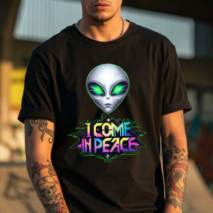 Featuring a bold neon design and a suspiciously calm extraterrestrial with “I’m just here for the snacks” energy. Ideal for conspiracy theorists, space nerds, or anyone whose mood is permanently “otherworldly.” Wear it to Area 51, Comic-Con, or just your local grocery store when you're this close to abducting humanity for a vibe check.&nbsp;