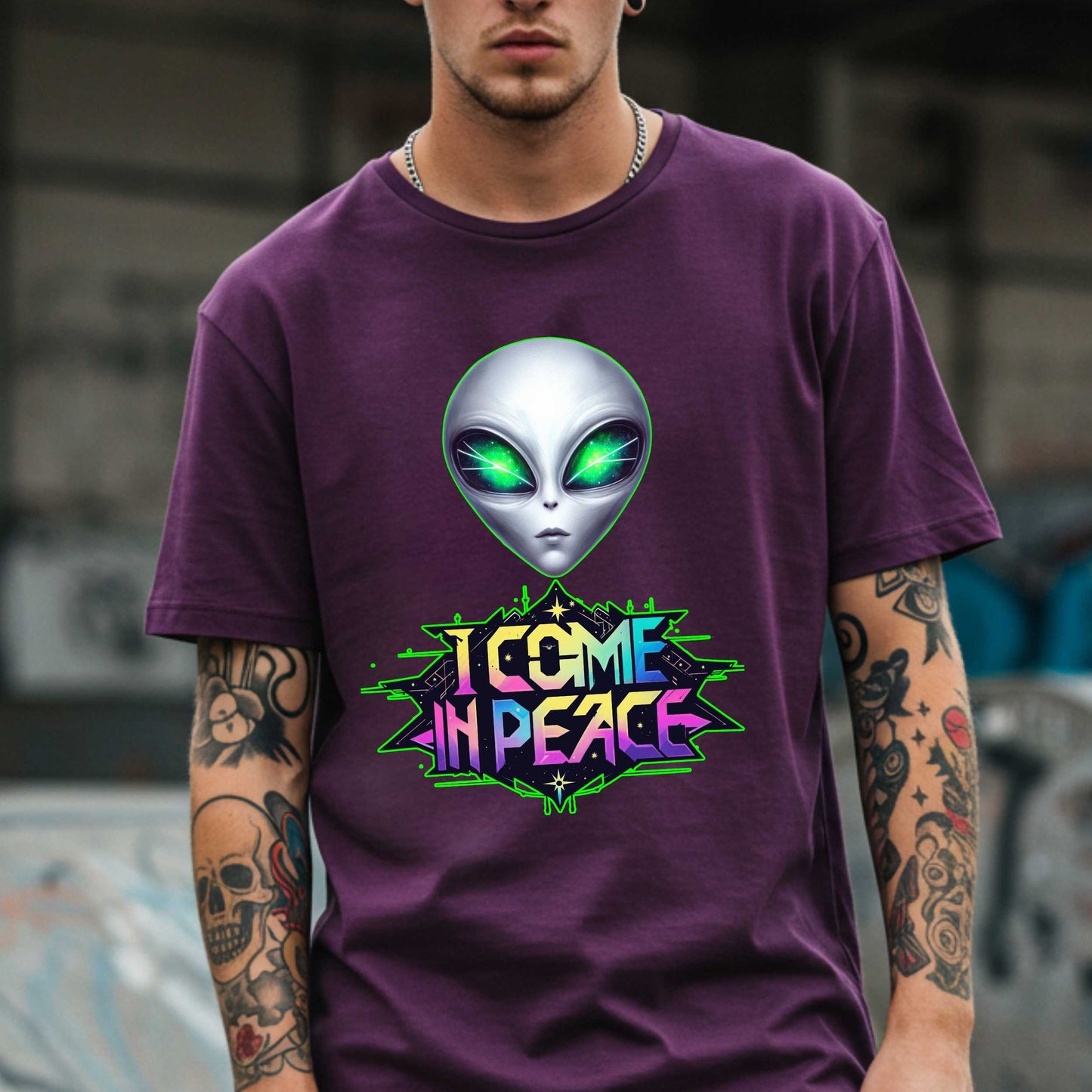 Featuring a bold neon design and a suspiciously calm extraterrestrial with “I’m just here for the snacks” energy. Ideal for conspiracy theorists, space nerds, or anyone whose mood is permanently “otherworldly.” Wear it to Area 51, Comic-Con, or just your local grocery store when you're this close to abducting humanity for a vibe check.&nbsp;