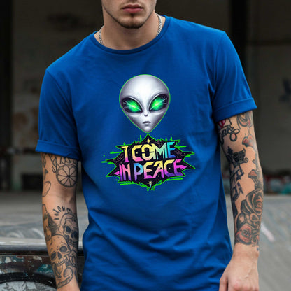 Featuring a bold neon design and a suspiciously calm extraterrestrial with “I’m just here for the snacks” energy. Ideal for conspiracy theorists, space nerds, or anyone whose mood is permanently “otherworldly.” Wear it to Area 51, Comic-Con, or just your local grocery store when you're this close to abducting humanity for a vibe check.&nbsp;