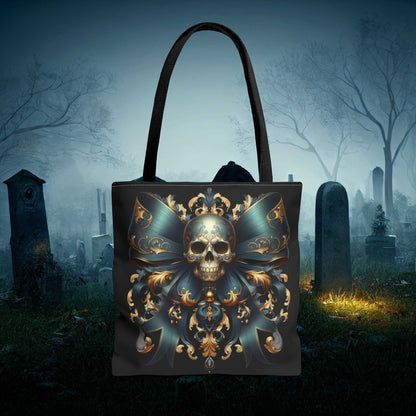 Gothic Skull Tote Bag, Edgy Handbag, Dark Academia Style, Unique Shopping Bag, Perfect for Halloween, Casual Everyday Use
