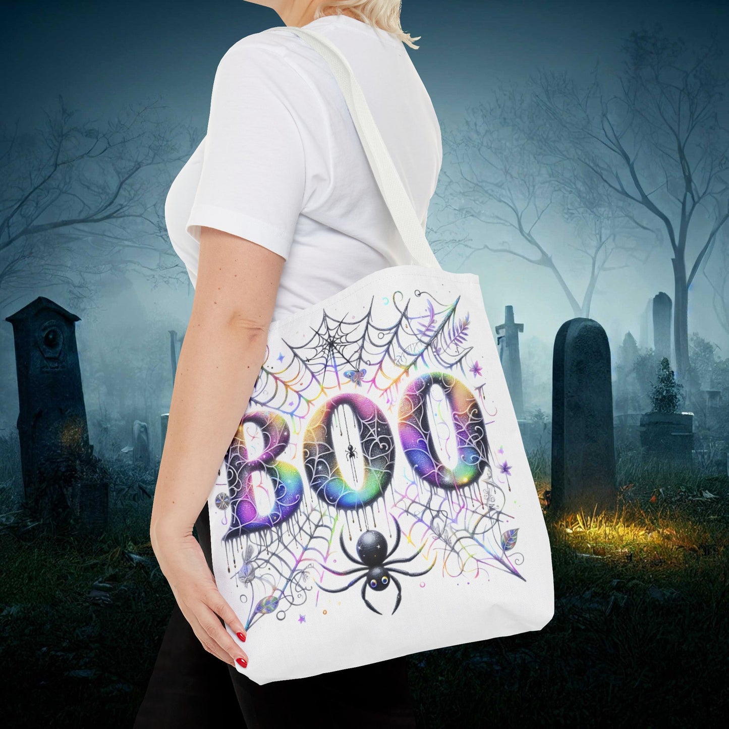 Halloween Tote Bag - 'Boo' Design, Spooky Season Reuseable Shopping Bag, Trick or Treat Tote