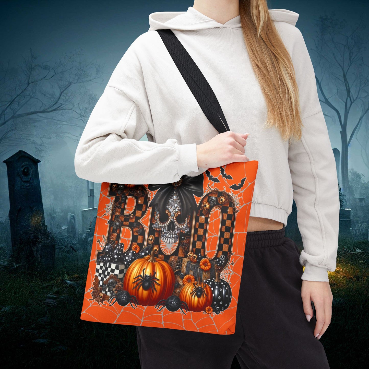 Halloween Tote Bag - ‘Boo’ Design, Spooky Gift for Trick-or-Treating, Eco-Friendly & Reuseable