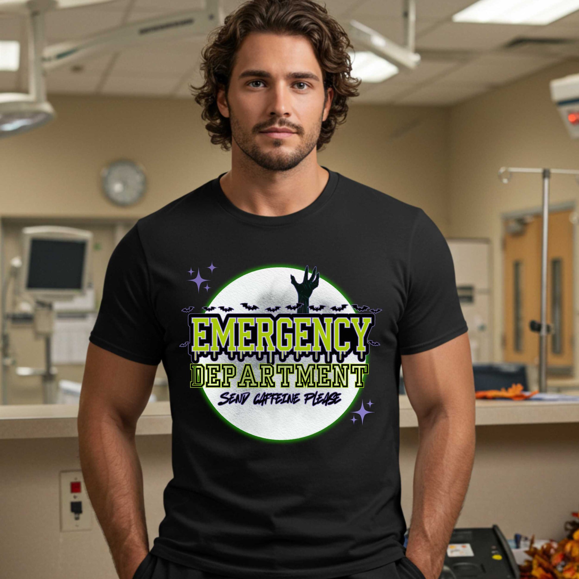 Emergency Department Halloween shirt for healthcare workers who run on chaos, trauma, and caffeine. If you work in the ER, you know spooky season hits different when your entire shift already feels like a zombie apocalypse—and not the fun kind with candy. 