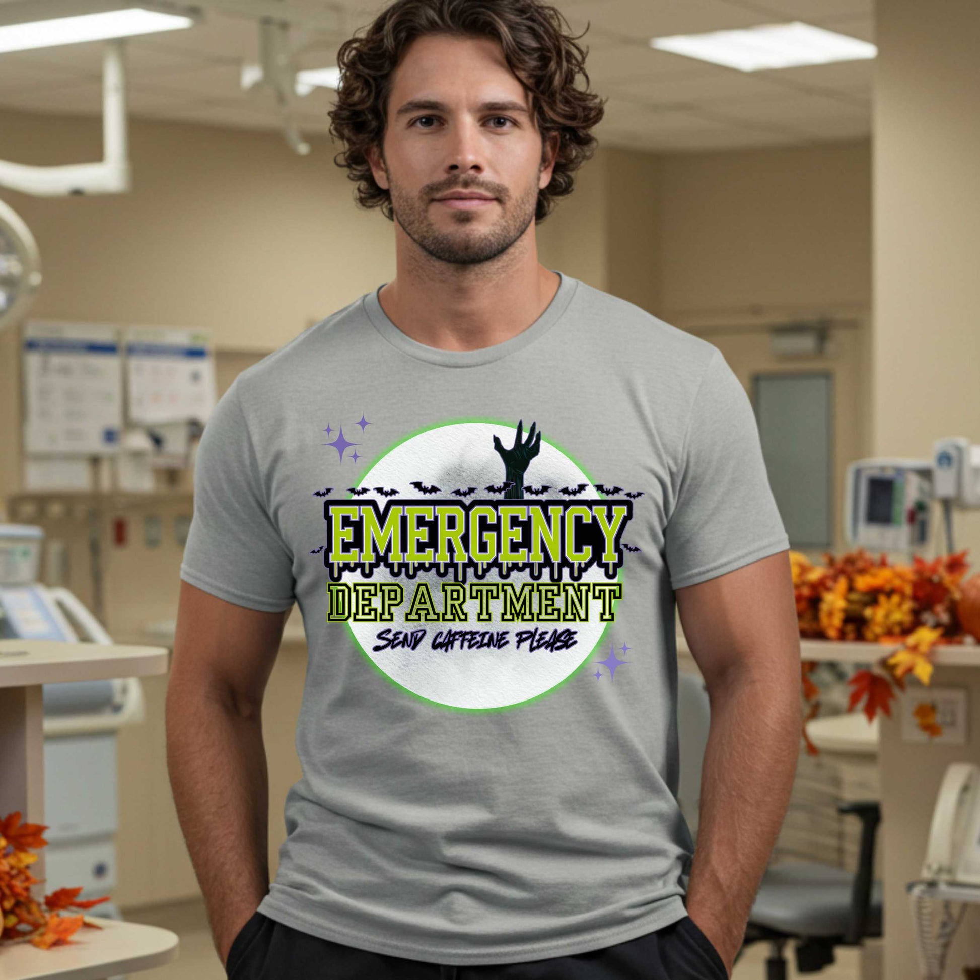 Emergency Department Halloween shirt for healthcare workers who run on chaos, trauma, and caffeine. If you work in the ER, you know spooky season hits different when your entire shift already feels like a zombie apocalypse—and not the fun kind with candy. 