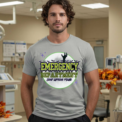 Emergency Department Halloween shirt for healthcare workers who run on chaos, trauma, and caffeine. If you work in the ER, you know spooky season hits different when your entire shift already feels like a zombie apocalypse—and not the fun kind with candy. 