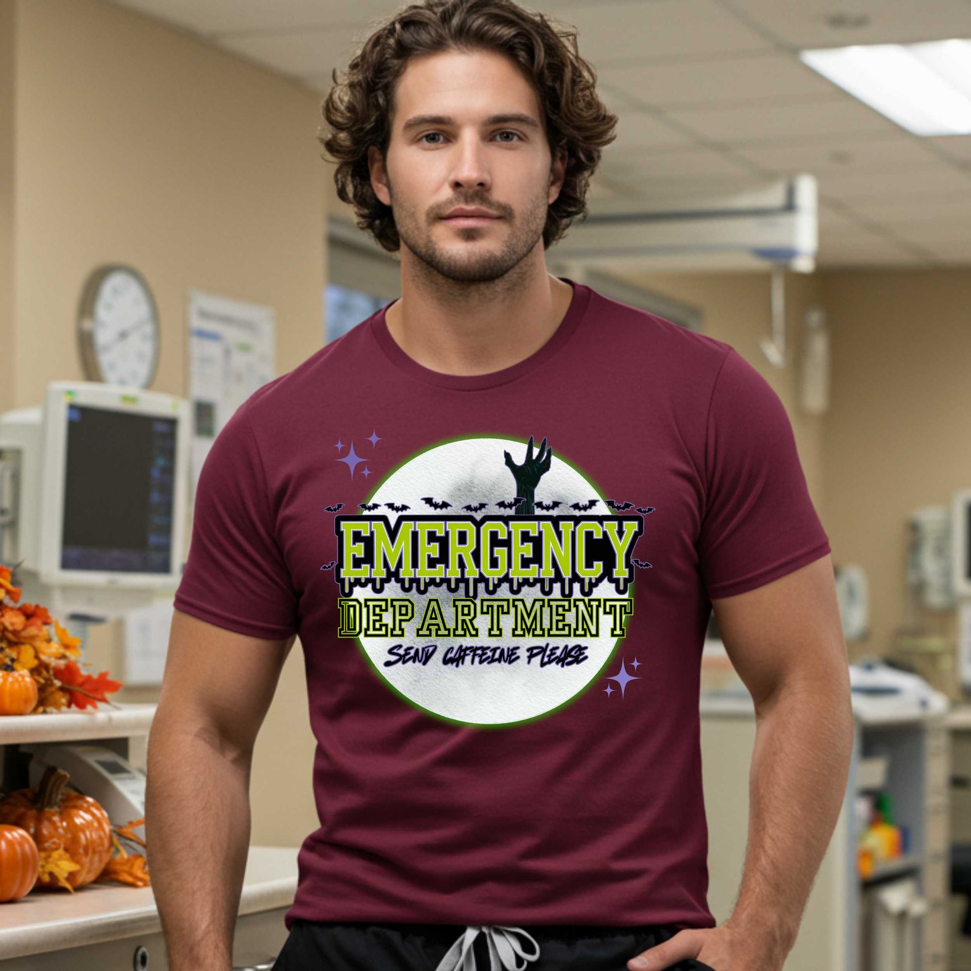 Emergency Department Halloween shirt for healthcare workers who run on chaos, trauma, and caffeine. If you work in the ER, you know spooky season hits different when your entire shift already feels like a zombie apocalypse—and not the fun kind with candy. 