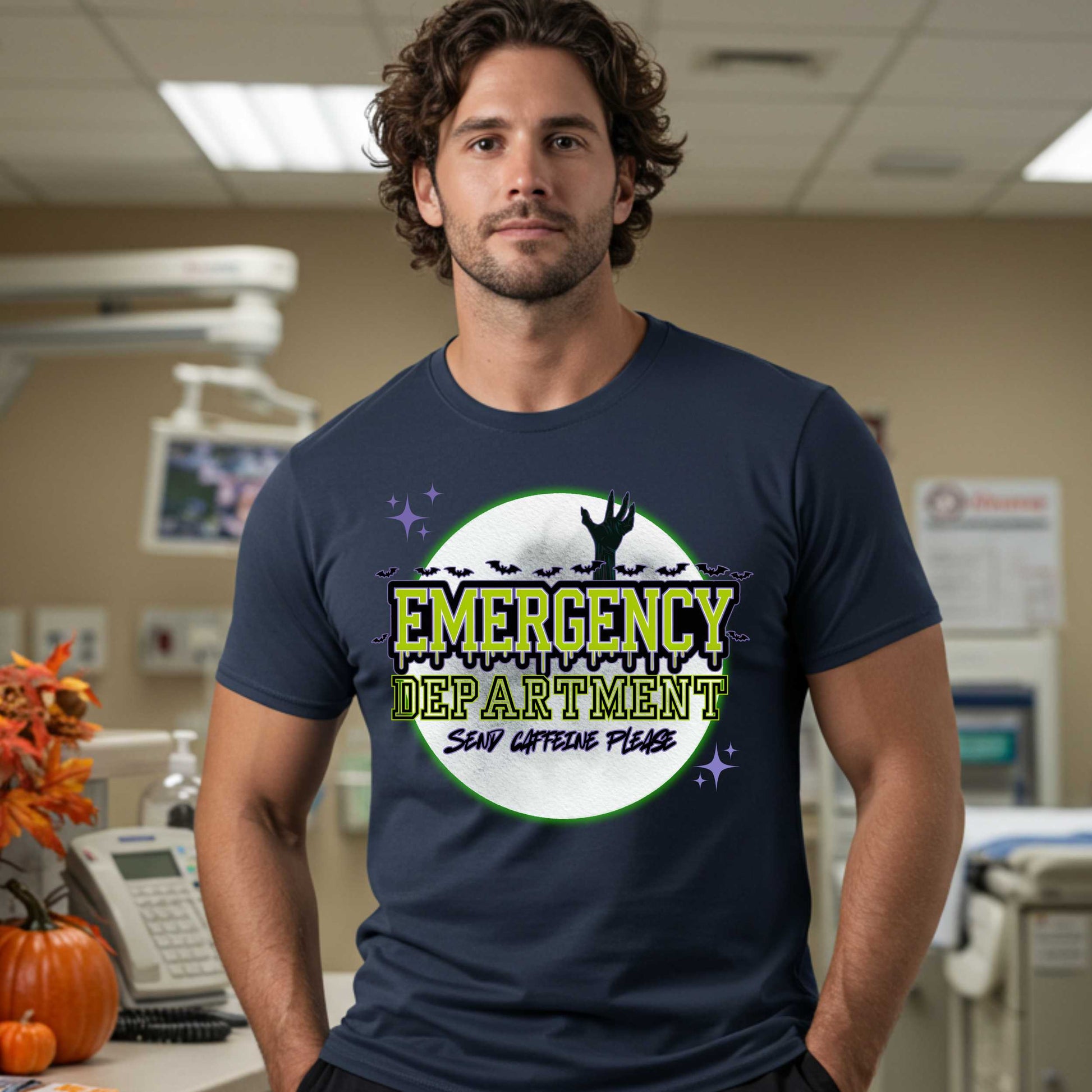 Emergency Department Halloween shirt for healthcare workers who run on chaos, trauma, and caffeine. If you work in the ER, you know spooky season hits different when your entire shift already feels like a zombie apocalypse—and not the fun kind with candy. 