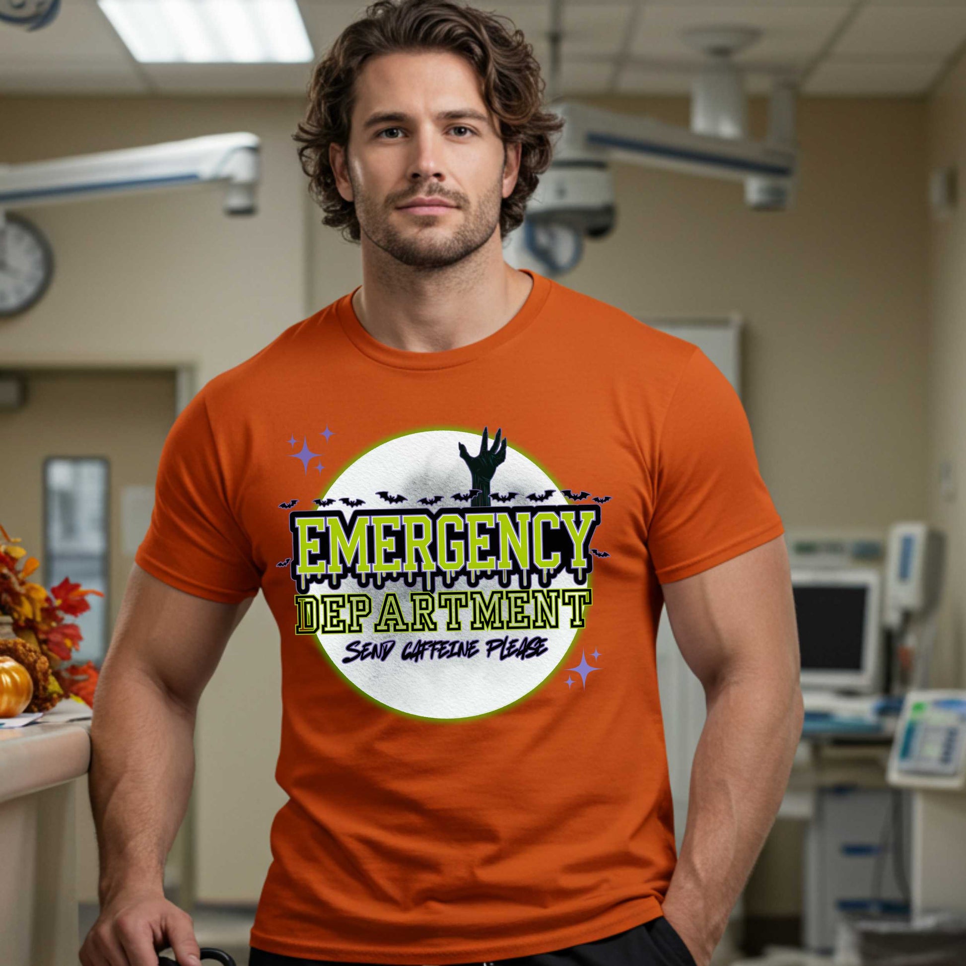 Emergency Department Halloween shirt for healthcare workers who run on chaos, trauma, and caffeine. If you work in the ER, you know spooky season hits different when your entire shift already feels like a zombie apocalypse—and not the fun kind with candy. 