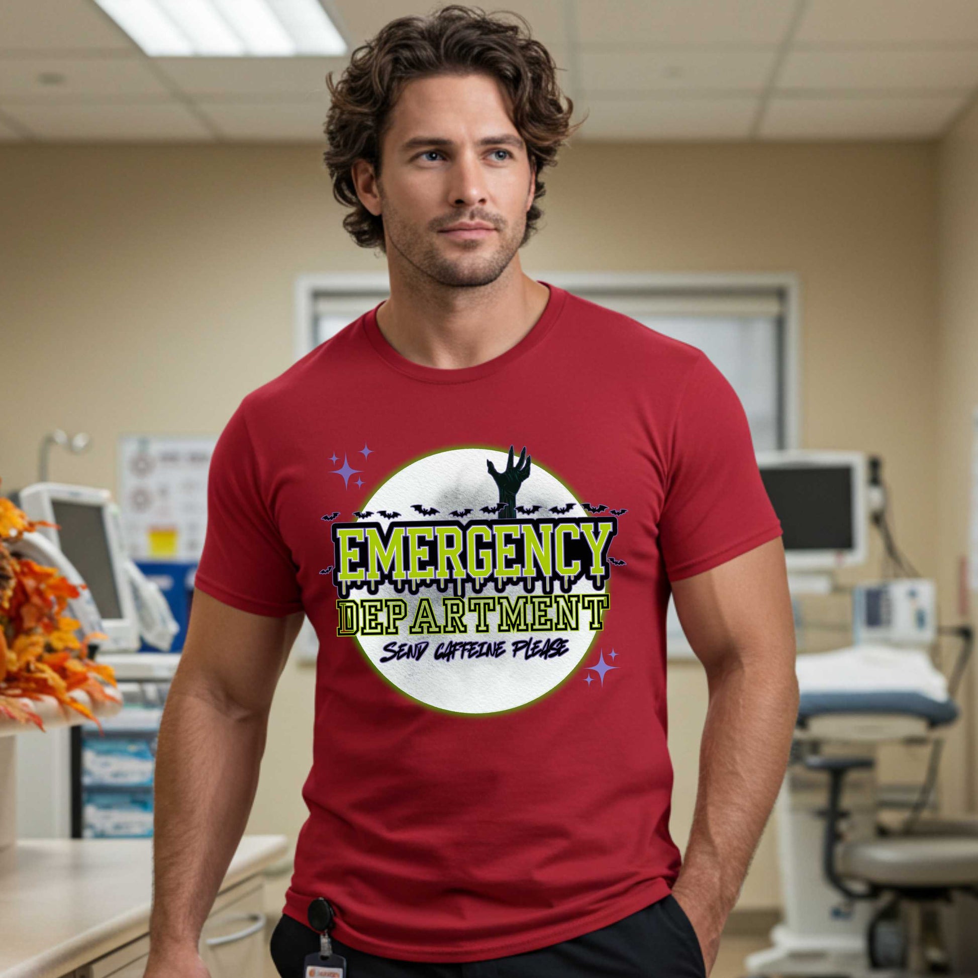 Emergency Department Halloween shirt for healthcare workers who run on chaos, trauma, and caffeine. If you work in the ER, you know spooky season hits different when your entire shift already feels like a zombie apocalypse—and not the fun kind with candy. 