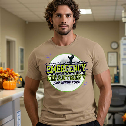 Emergency Department Halloween shirt for healthcare workers who run on chaos, trauma, and caffeine. If you work in the ER, you know spooky season hits different when your entire shift already feels like a zombie apocalypse—and not the fun kind with candy. 