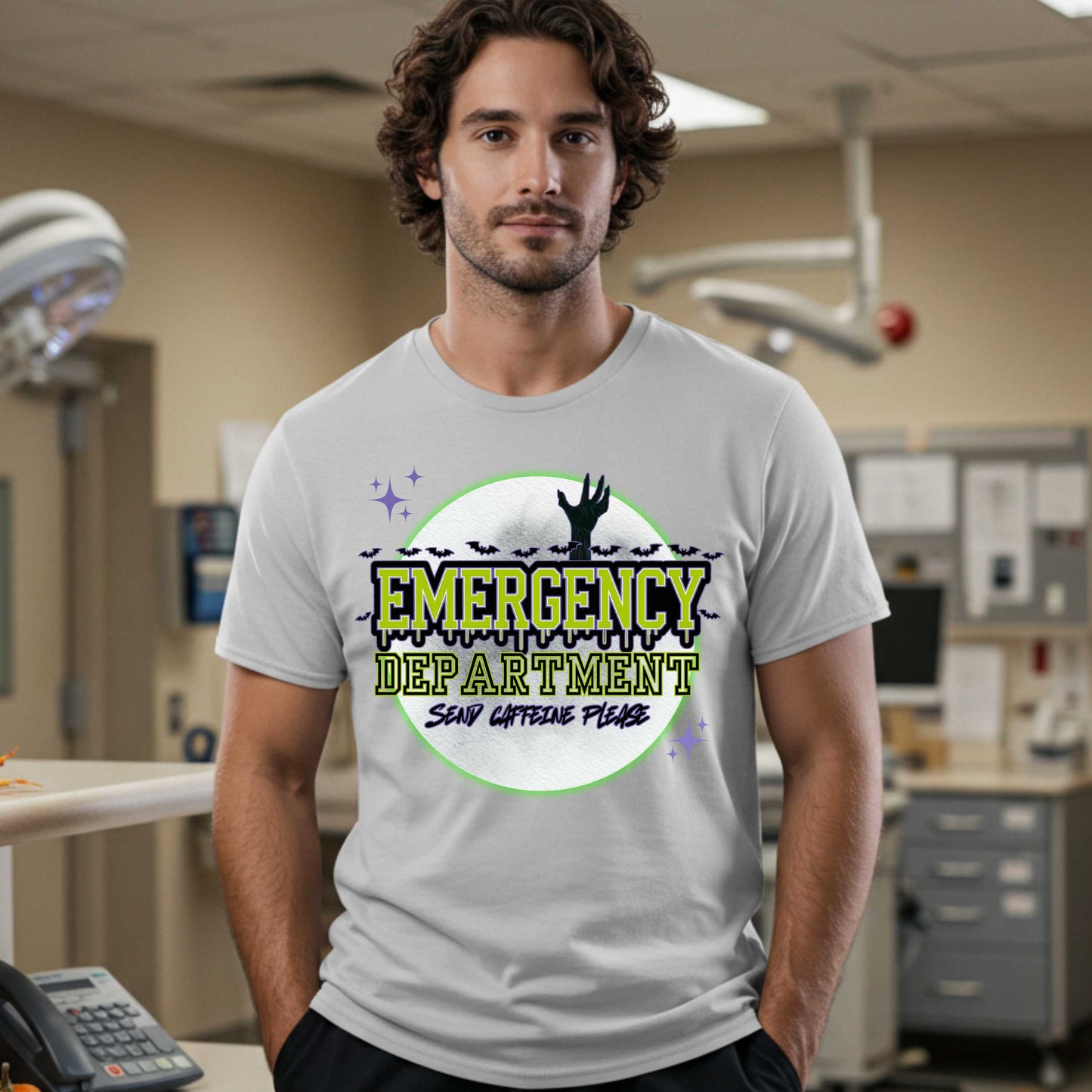 Emergency Department Halloween shirt for healthcare workers who run on chaos, trauma, and caffeine. If you work in the ER, you know spooky season hits different when your entire shift already feels like a zombie apocalypse—and not the fun kind with candy. 