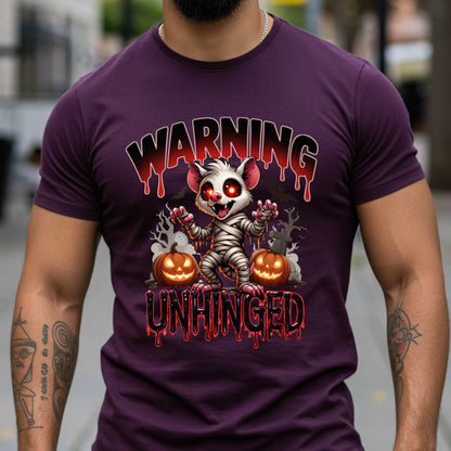 Wrapped in mummy rags with glowing red eyes and the energy of a sleep-deprived raccoon on espresso, this Warning: Unhinged tee is perfect for anyone who thrives on spooky vibes, sarcasm, and just a little bit of feral energy. Whether you're scaring off the normies or just embracing your inner mess, this is your new Halloween uniform.